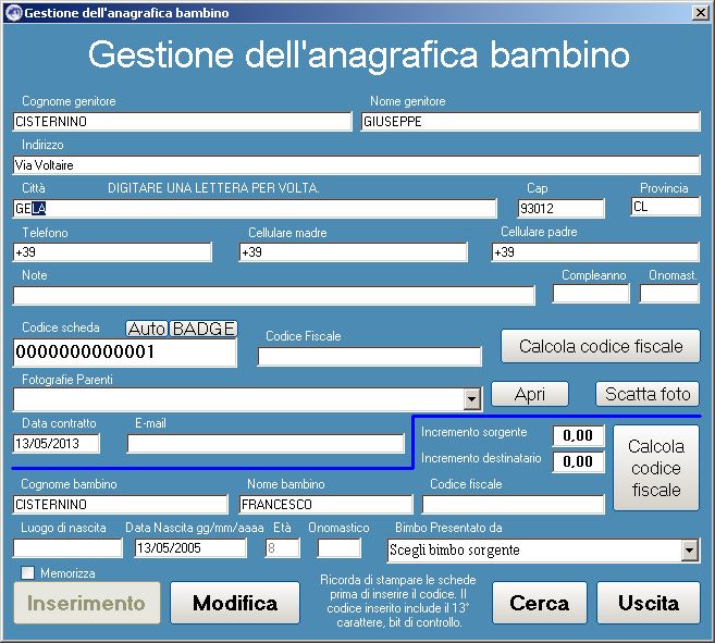 Anagrafica Bambini Software Ludoteca, Asili Nido e Baby Barking