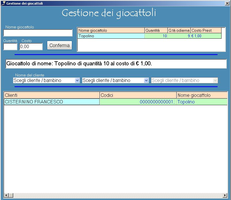 Gestione prestito giocattoli Software Ludoteca, Asili Nido e Baby Barking