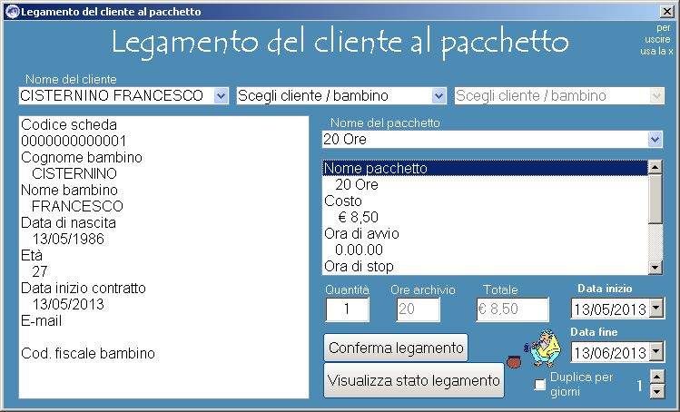 Gestione legamenti Software Ludoteca, Asili Nido e Baby Barking